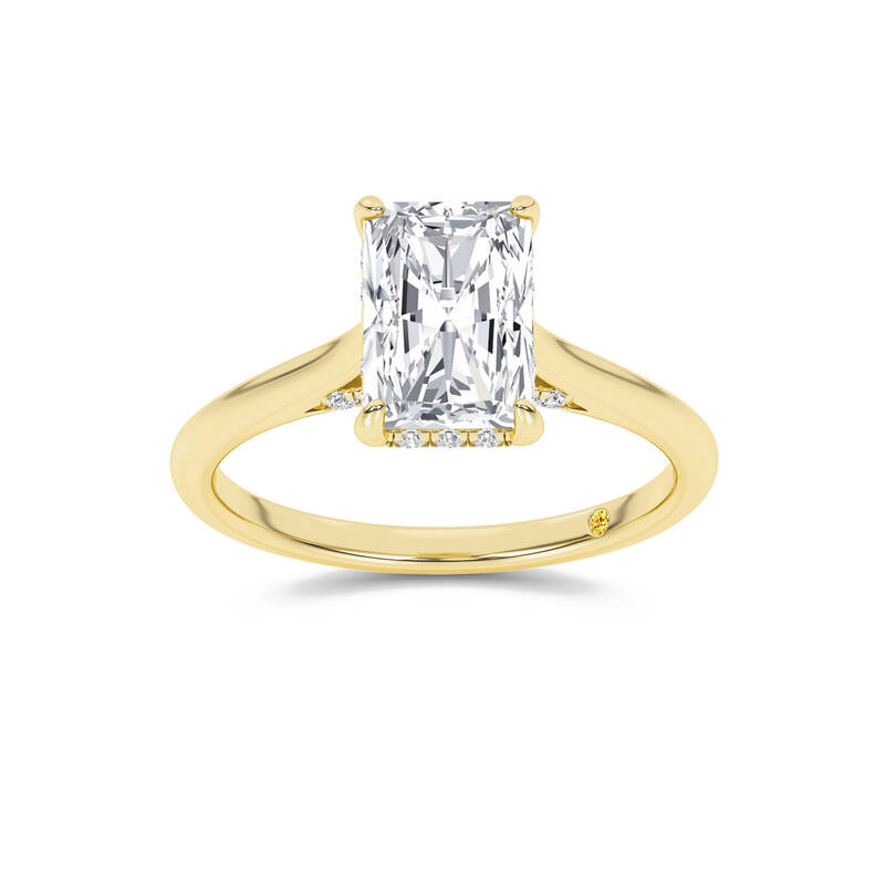 Twinkle Halo Radiant Cut Lab Grown Diamond Engagement Ring | 14K Yellow Gold 1 1/6 CT. TW.
