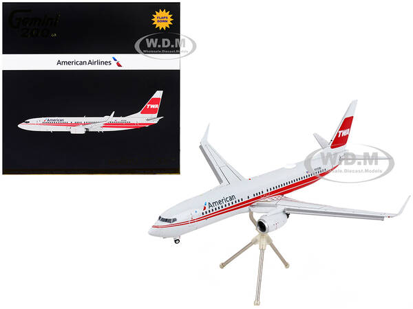 Boeing 737-800 Commercial Aircraft with Flaps Down American Airlines - Trans World Airlines Gray with Red Stripes Gemini 200 ...