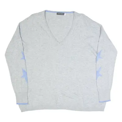 MINT VELVET Womens Jumper Grey V-Neck Tight Knit L
