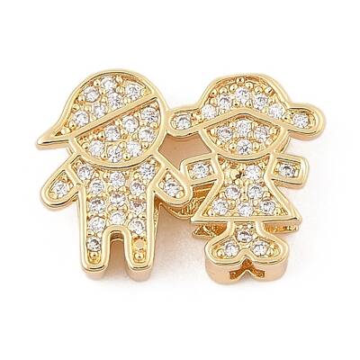 Brass Micro Pave Cubic Zirconia Slide Charms