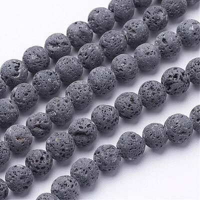 Unwaxed Natural Lava Rock Bead Strands