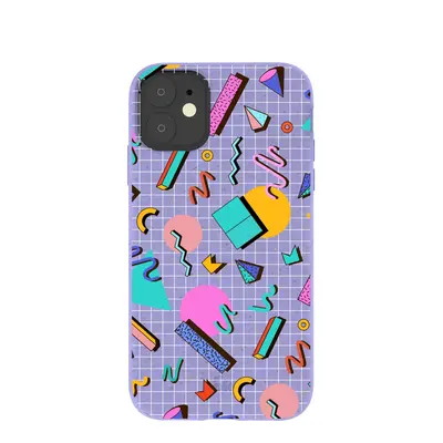 Lavender Retro Grid iPhone 11 Case
