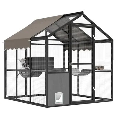 Garvee Catio Outdoor Cat Enclosure, Large Catio with Weatherproof Roof, Channels & Side Door, UV Proof Cover, Huge Condo, Pla...