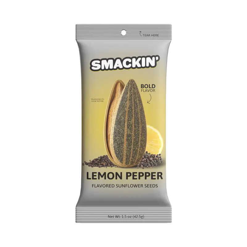 SMACKIN' Sunflower Seeds Lemon Pepper Flavor - 6 Bags - 1.5 oz