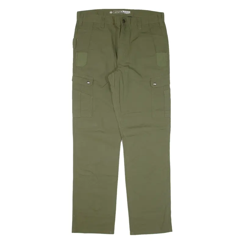 CARHARTT IRR Carpenter Double-knee Cargo Workwear Mens Trousers Green Straight W36 L33