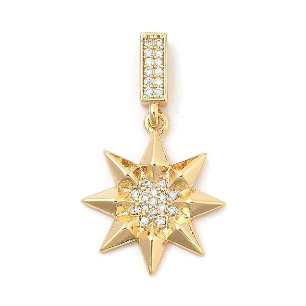 Rack Plating Leaf Brass With Rhinestone Pendants