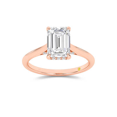 Twinkle Hidden Halo Emerald Cut Lab Grown Diamond Engagement Ring | 18K Rose Gold 1 5/8 CT. TW.