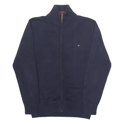 TOMMY HILFIGER Mens Jumper Blue High Neck Tight Knit M
