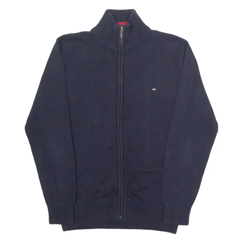 TOMMY HILFIGER Mens Jumper Blue High Neck Tight Knit M