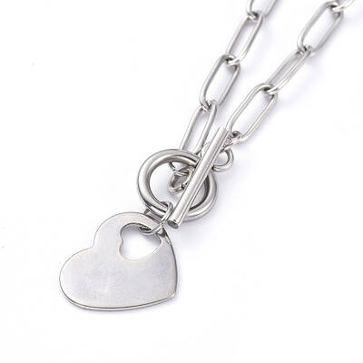 Non-Tarnish Heart 304 Stainless Steel Pendant Necklaces