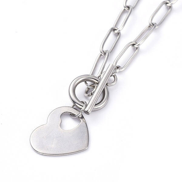 Non-Tarnish Heart 304 Stainless Steel Pendant Necklaces