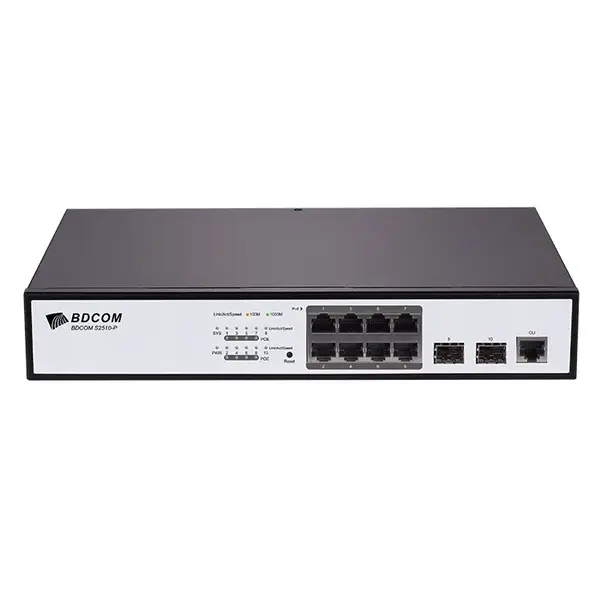 BDCOM S2510-P | S2500-P 8 x Gigabit Ethernet PoE RJ-45 with 2 x 1000Base-X SFP Expansion Slot and 1x RJ-45 Console Port Ether...