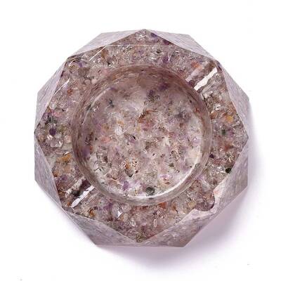 Resin with Natural Other Quartz Chip Stones Ashtray