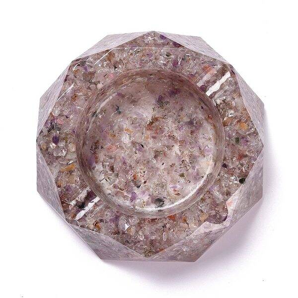 Resin with Natural Other Quartz Chip Stones Ashtray