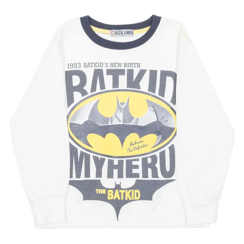 ALTA LINEA Batman Boys T-Shirt White Long Sleeve Crew Neck XS