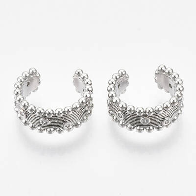 Brass Micro Pave Clear Cubic Zirconia Cuff Earrings