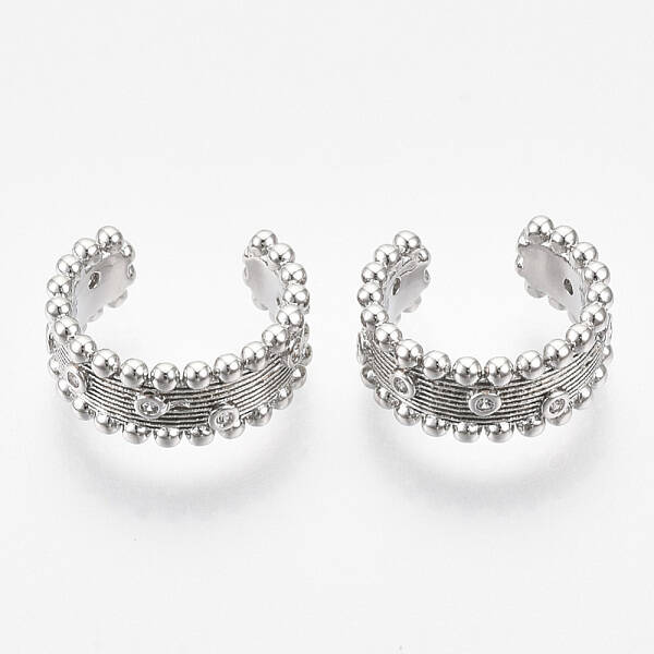 Brass Micro Pave Clear Cubic Zirconia Cuff Earrings