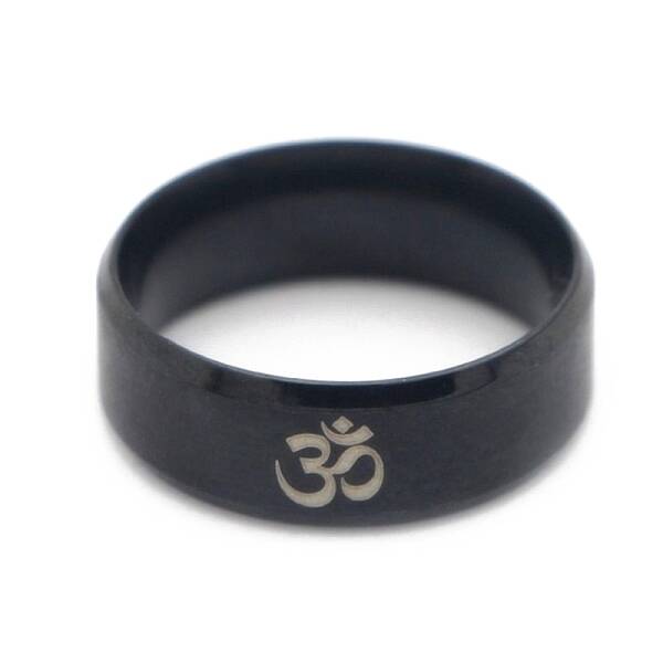 Ohm/Aum Yoga Theme Stainless Steel Plain Band Ring for Men Women