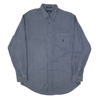 NAUTICA Flannel Shirt Blue Houndstooth Long Sleeve Mens L