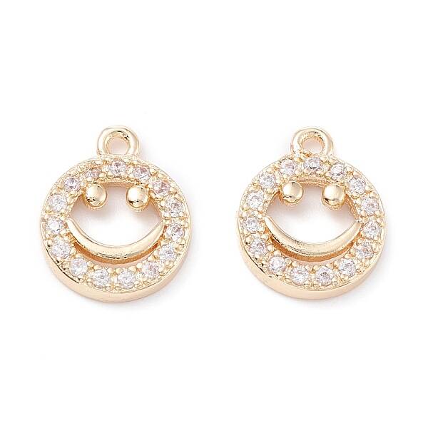 Rack Plating Brass Micro Pave Cubic Zirconia Charms