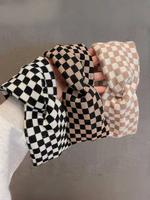 Wide Knot Design Checked Pattern Hair Band, Knotted Headband, Casual Versatile Hair Accessories for Women & Girls, Minimalist...