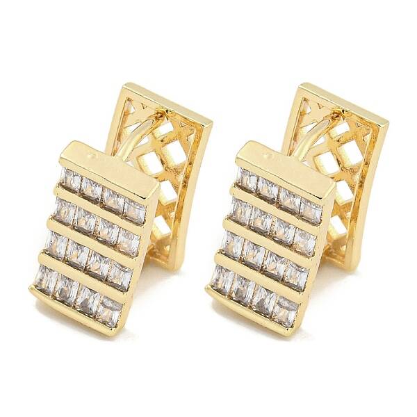 Brass Micro Pave Clear Cubic Zirconia Hoop Earrings for Women