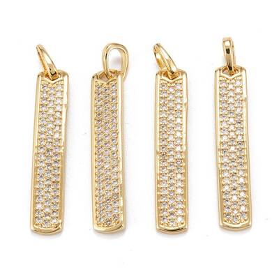 Brass Micro Pave Clear Cubic Zirconia Pendants