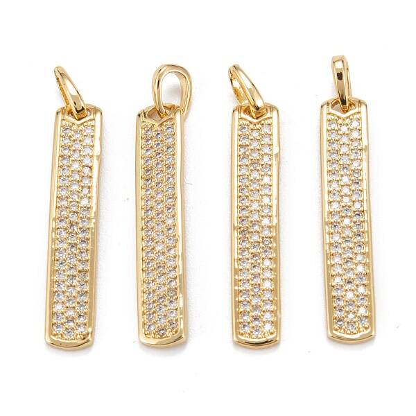 Brass Micro Pave Clear Cubic Zirconia Pendants