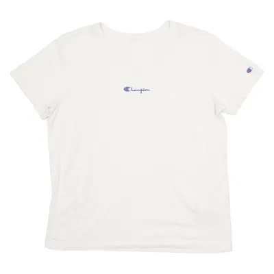 CHAMPION REVERSE WEAVE Womens T-Shirt Cream Crew Neck L