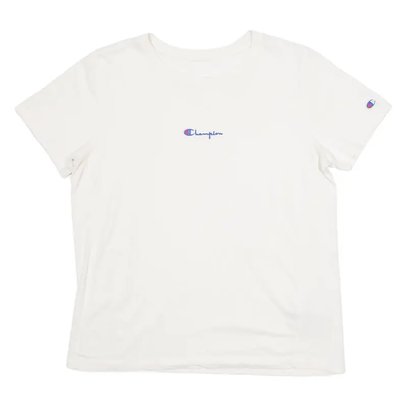 CHAMPION REVERSE WEAVE Womens T-Shirt Cream Crew Neck L