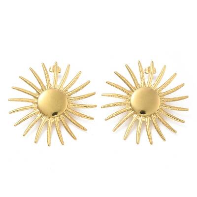 Ion Plating(IP) 304 Stainless Steel Flower Stud Earrings for Women