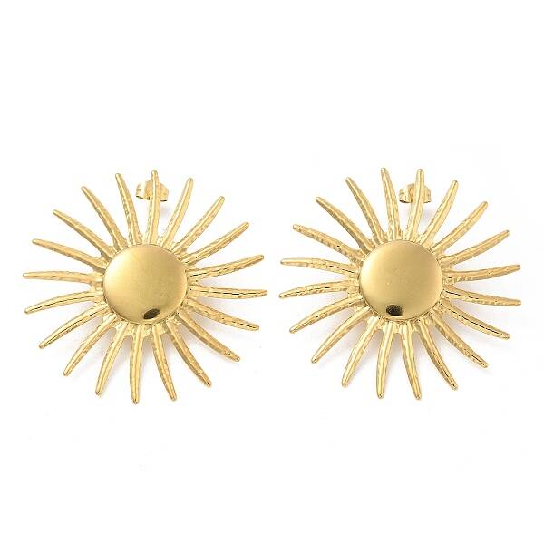 Ion Plating(IP) 304 Stainless Steel Flower Stud Earrings for Women