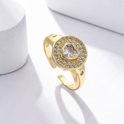 Brass Micro Pave Clear Cubic Zirconia Open Cuff Rings for Women