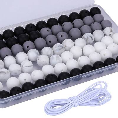 80Pcs 4 Style Round Silicone Focal Beads