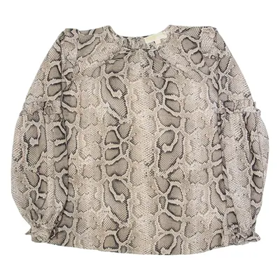 MICHAEL KORS Womens Printed Top Beige Long Sleeve Animal Print S