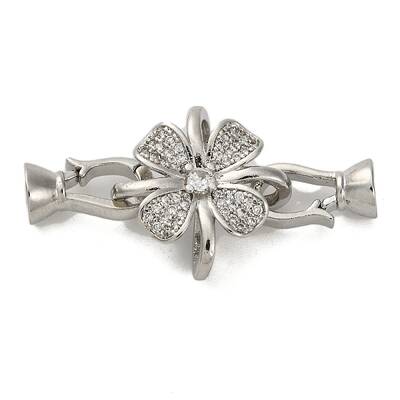 Brass Micro Pave Clear Cubic Zirconia Fold Over Clasps