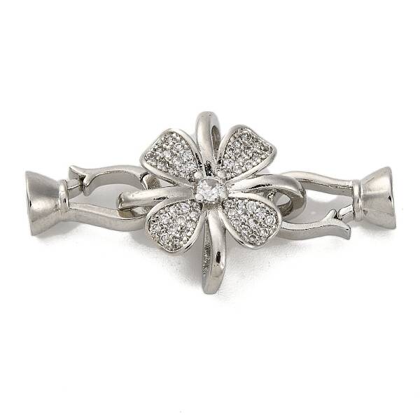 Brass Micro Pave Clear Cubic Zirconia Fold Over Clasps