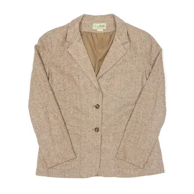 HUK A D Wool Blend Blazer Jacket Beige Herringbone Womens M