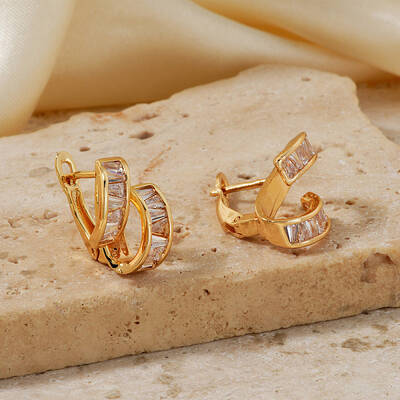 Chic Twisted Geometric Brass Hoop Earrings