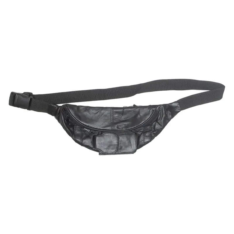 Mens Bum Bag Black Leather Faux Leather 90s