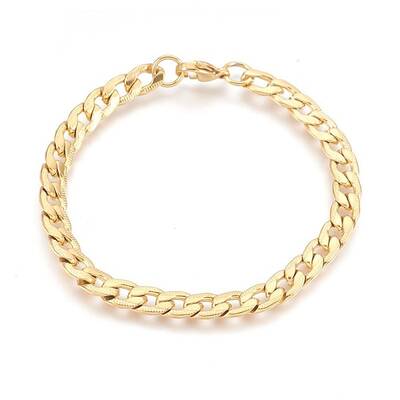 Ion Plating(IP) 304 Stainless Steel Curb Chain Bracelets