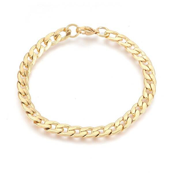 Ion Plating(IP) 304 Stainless Steel Curb Chain Bracelets