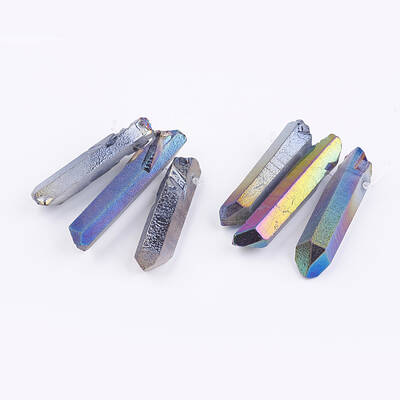Electroplated Natural Quartz Crystal Graduated Beads Strands