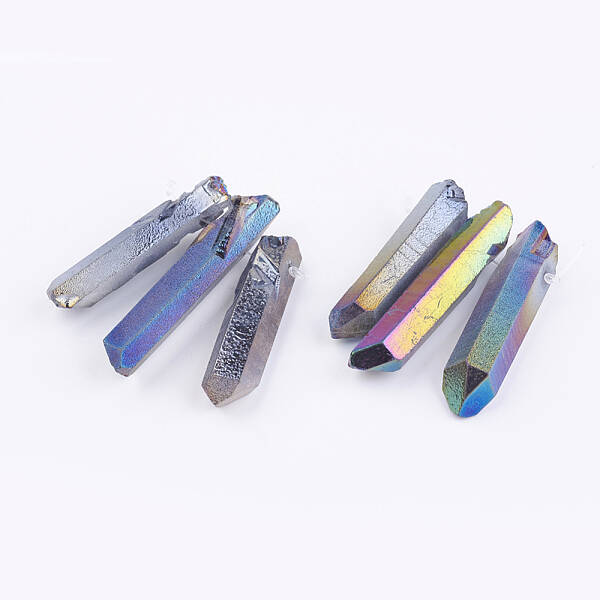 Electroplated Natural Quartz Crystal Graduated Beads Strands