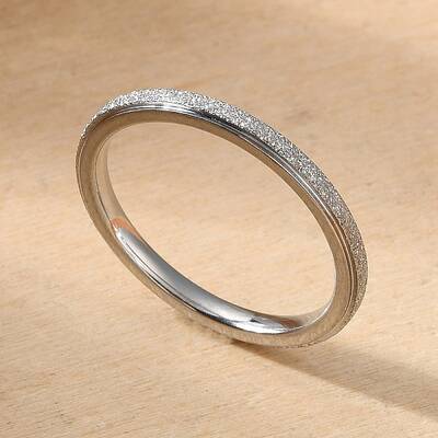 Non-Tarnish Textured 201 Stainless Steel Simple Thin Finger Ring for Women