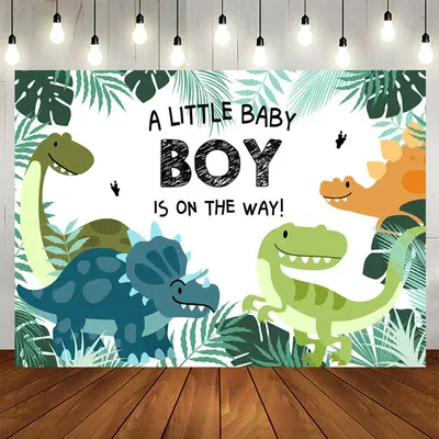 Aperturee Jungle Dinosaur Baby Shower Backdrop For Boy