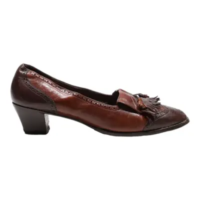 BALLY Heeled Loafer Shoes Brown Leather Womens UK 5.5