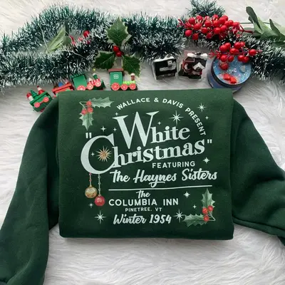 Vintage White Christmas Movie 1954 Sweatshirt, Womenswear Cotton Menswear Xmas Retro Forest Hoodie