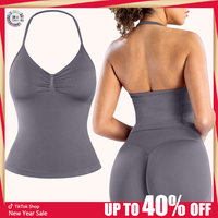DENFY Impact Longline Strappy Top Women Impact Longline Halter Tops Workout Longline Tank Top Compression Gym Fitness