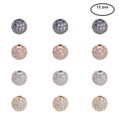 Brass Micro Pave Cubic Zirconia Beads